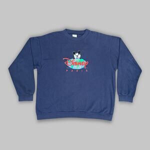 Vintage Disney Store Paris Mickey Mouse Navy Crewneck Sweatshirt - Size Large